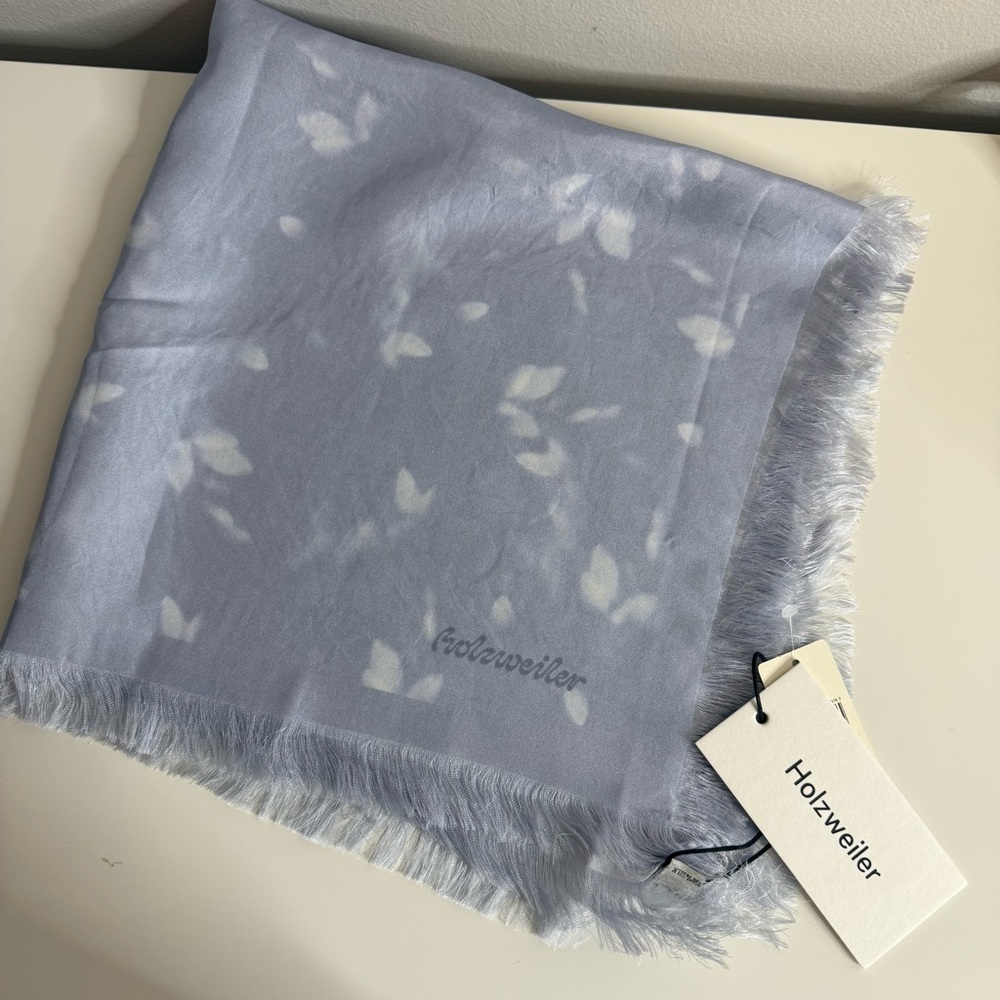 Holzweiler 100% silk blue and white scarf NWT msrp $160